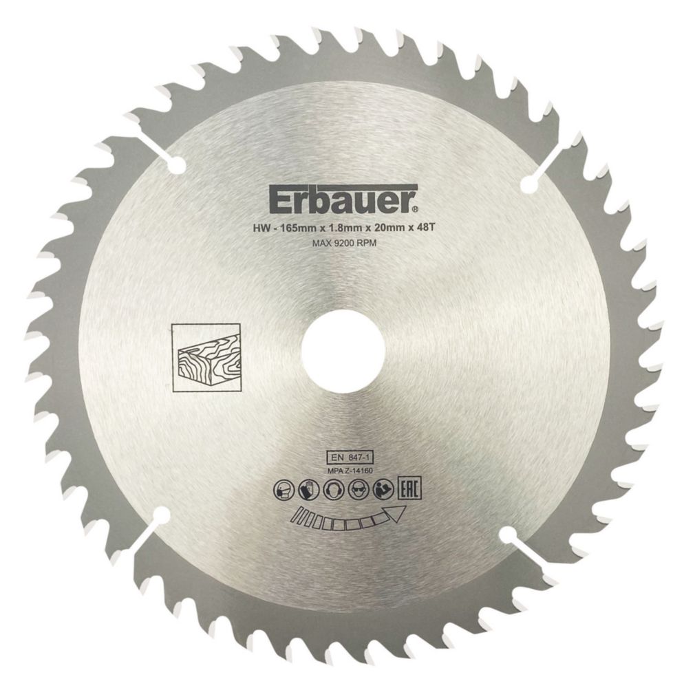 Erbauer Wood Circular Saw Blade 165mm x 20mm 48T Screwfix