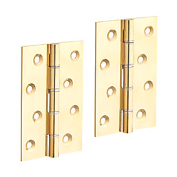 Polished Brass  Washered Butt Hinges 102mm x 67mm 2 Pack