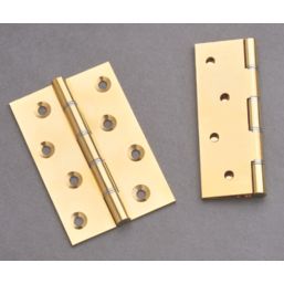 Polished Brass  Washered Butt Hinges 102mm x 67mm 2 Pack