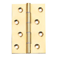 Polished Brass  Washered Butt Hinges 102 x 67mm 2 Pack