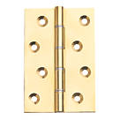 Polished Brass  Washered Butt Hinges 102 x 67mm 2 Pack