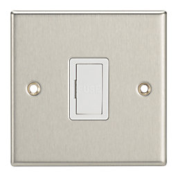 Contactum iConic 13A Unswitched Fused Spur  Brushed Steel with White Inserts