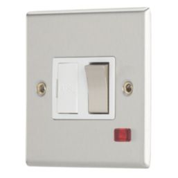 Contactum iConic 13A Switched Fused Spur with Neon Brushed Steel with White Inserts
