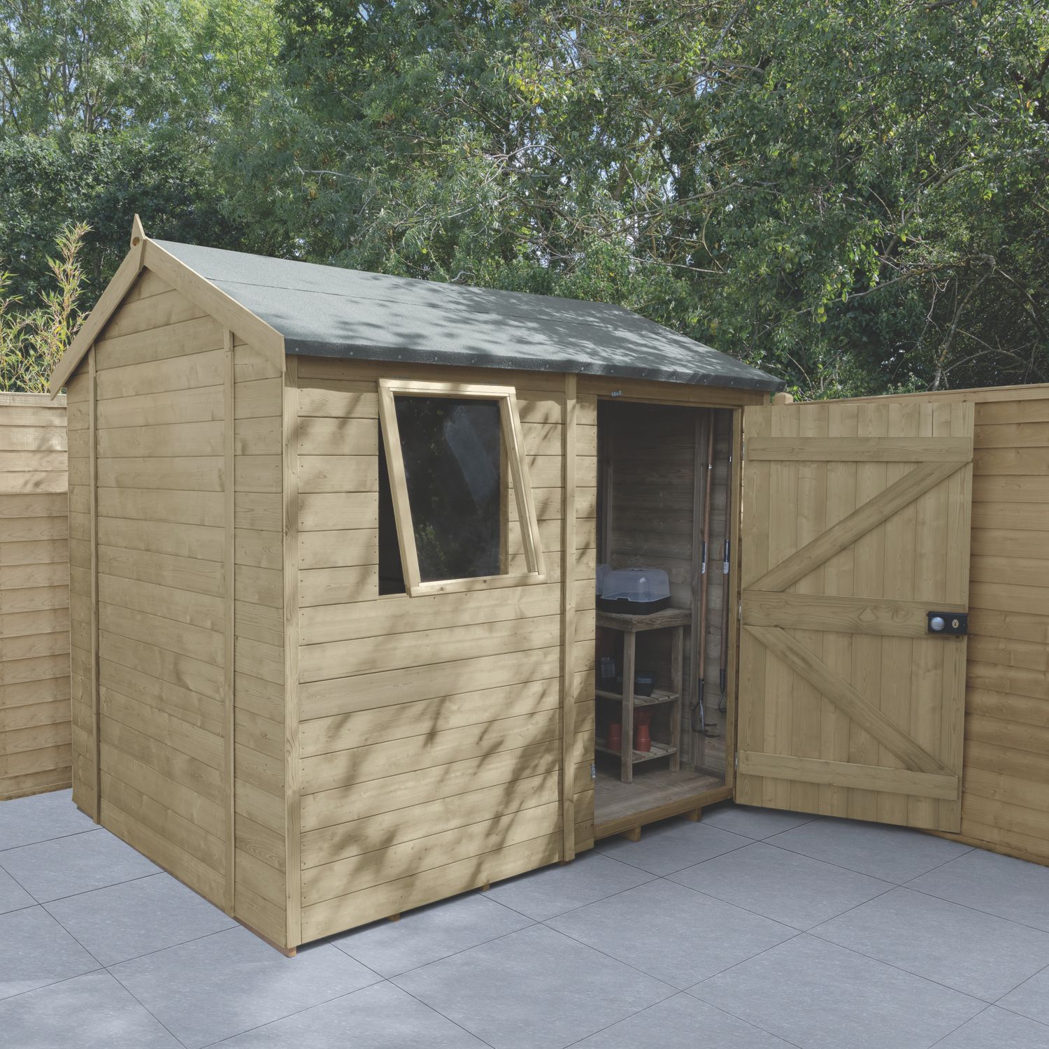 Forest Timberdale 8' x 6' 6" (Nominal) Reverse Apex Tongue & Groove Timber Shed with Base & Assembly (716TF)