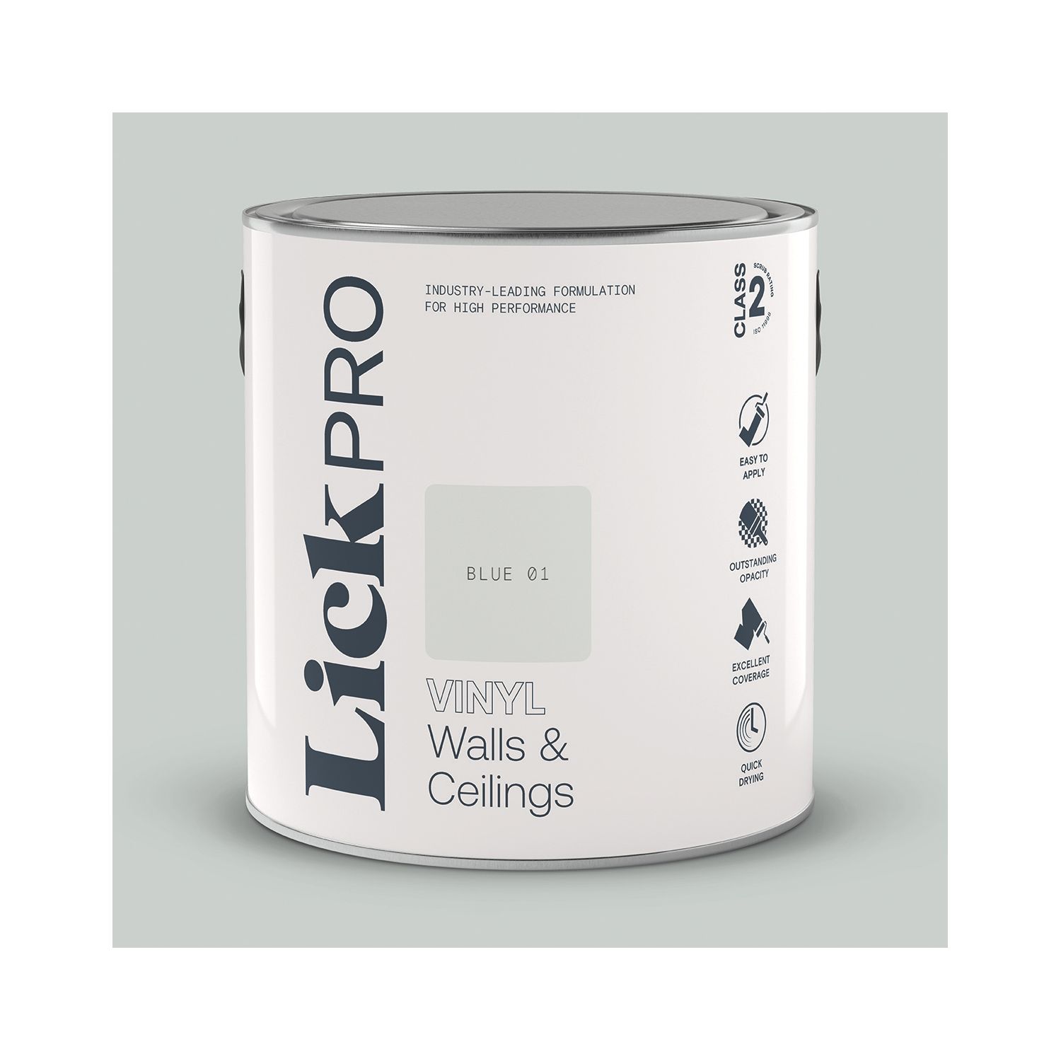 LickPro 2.5Ltr Blue 01 Vinyl Matt Emulsion Paint (716TM)