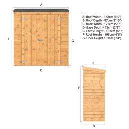 Mercia  6' x 2' 6" (Nominal) Pent Tongue & Groove Timber Shed
