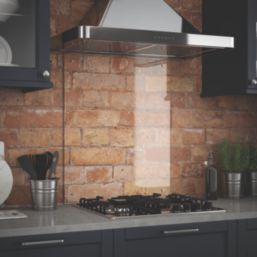 Splashback  Clear with Brushed Chrome Caps Kitchen Splashback 600mm x 700mm x 6mm