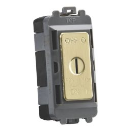 Knightsbridge Key Operated 10A Grid 3-Pole Fan Isolator Switch Brushed Brass