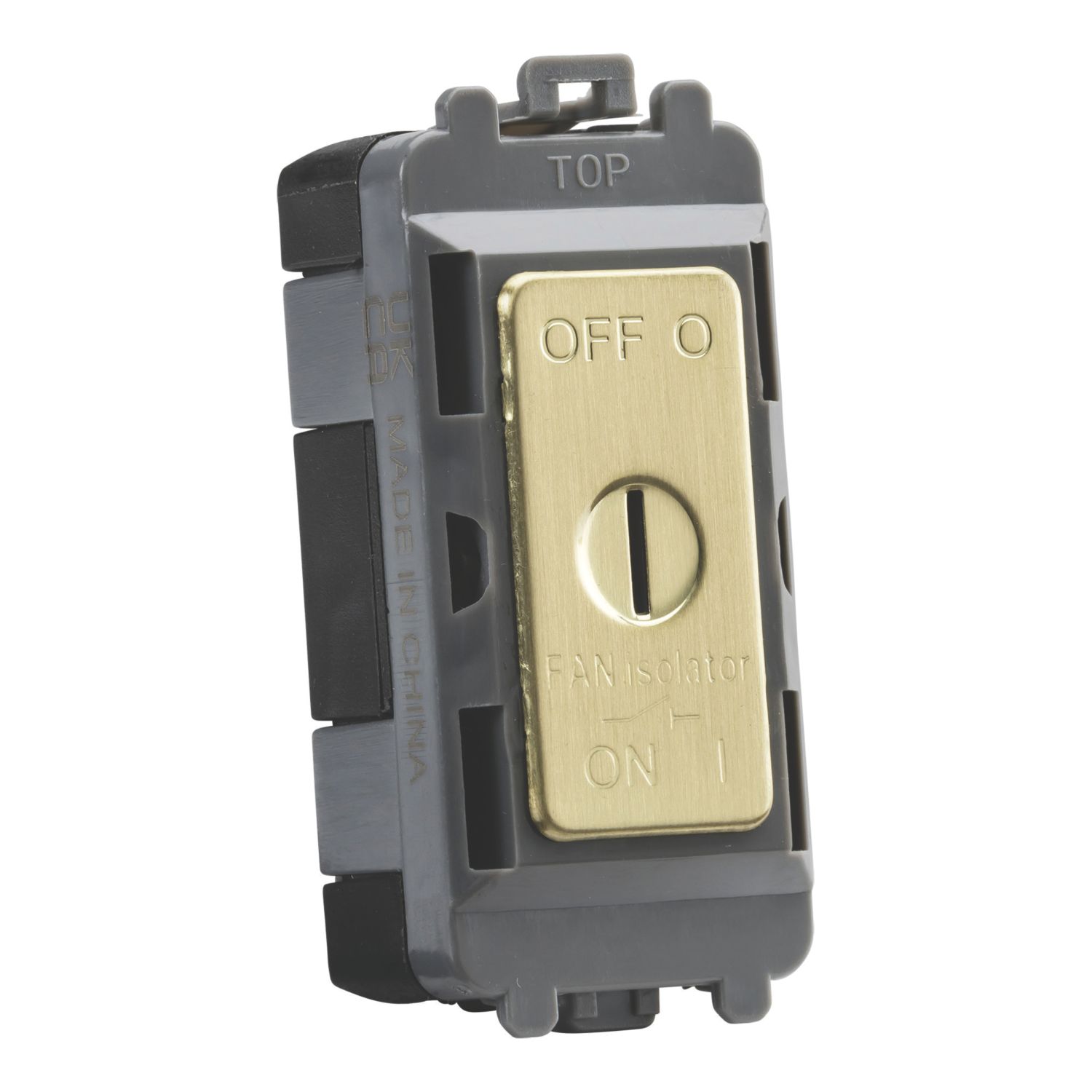 Knightsbridge Key Operated 10A Grid 3-Pole Fan Isolator Switch Brushed Brass (717CR)