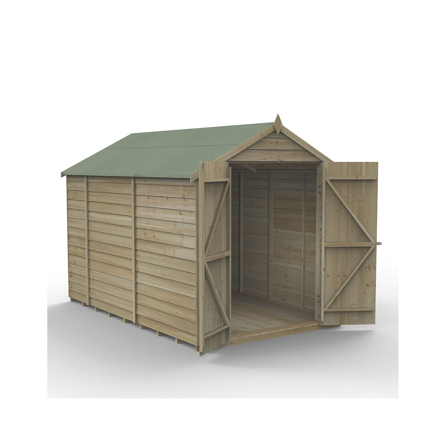 Forest 4Life 6' x 9' 6" (Nominal) Apex Overlap Timber Shed with Base & Assembly (717FL)