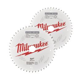 Milwaukee  Wood Circular Saw Blades 216mm x 30mm 48/60T 2 Pieces