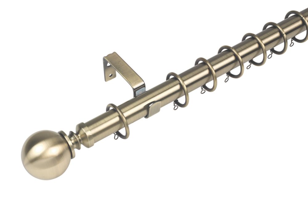 Cooke & Lewis Aluminium & Steel Curtain Pole Set Antique Brass 28mm x 1