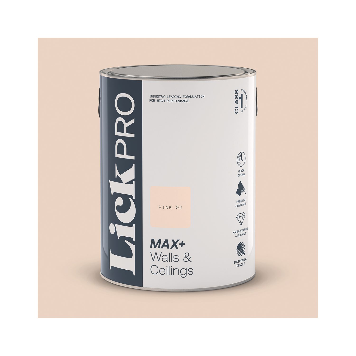 LickPro Max+ 5Ltr Pink 02 Eggshell Emulsion Paint (717JY)