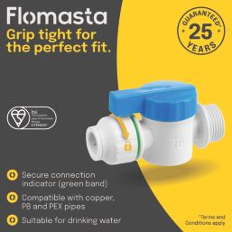 Flomasta Push-Fit Washing Machine Valve 15mm x 3/4"