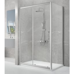 Triton Neo Eight Framed Rectangular Sliding Door Shower Enclosure  Chrome  1400mm x 800mm x 1900mm