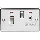 Knightsbridge CL83MNPCW 45 & 13A 2-Gang DP Cooker Switch & 13A DP Switched Socket Polished Chrome with LED with White Inserts