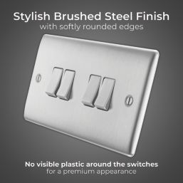 British General Nexus Metal 20A 16AX 4-Gang 2-Way Light Switch  Brushed Steel