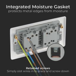 British General Nexus Metal 20A 16AX 4-Gang 2-Way Light Switch  Brushed Steel