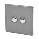 Varilight  6A 2-Gang 2-Way Light Switch  Slate Grey