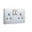 LAP  13A 2-Gang DP Switched Plug Socket Polished Chrome  with White Inserts