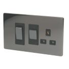 LAP  45A 2-Gang DP Cooker Switch & 13A DP Switched Socket Black Nickel  with Black Inserts