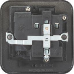 Knightsbridge  Black 13A 1-Gang DP Switched Metal Clad Single Socket with Neon with Black Inserts