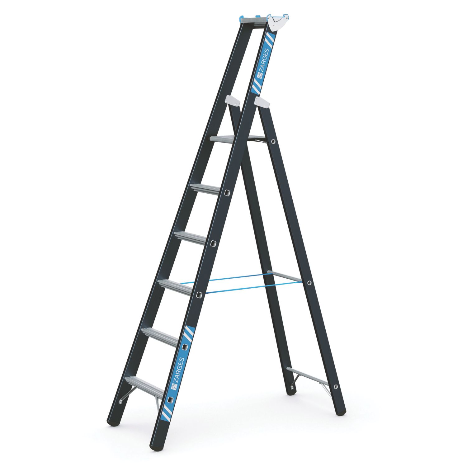 Zarges Aluminium 2.26m 6 Step Platform Step Ladder (718CP)