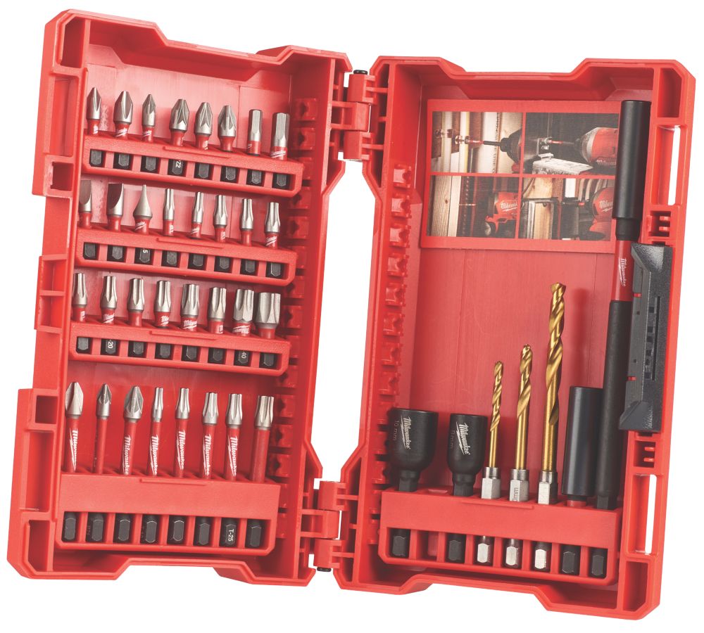 Milwaukee Shockwave Impact Duty 1/4 Straight Shank Mixed Screwdriver Bit  Set 31 Pieces - Screwfix