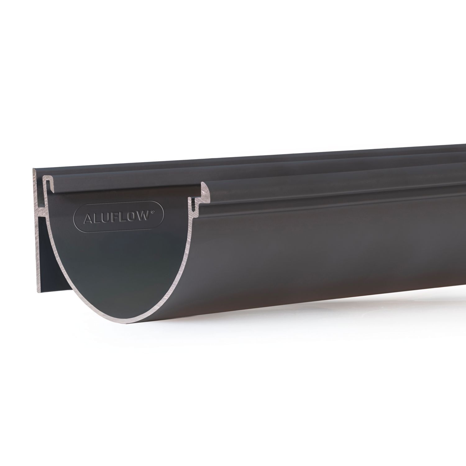 Aluflow Aluminium Half Round Deep Gutter Length Grey 115mm x 4m (718KA)