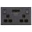 LAP  13A 2-Gang SP Switched Socket + 3.1A 15.5W 2-Outlet Type A USB Charger Slate Grey with Black Inserts