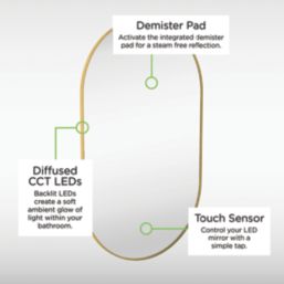 Sensio Nebula Oval Illuminated Bathroom Mirror Brass With 2496lm LED Light 1000mm x 600mm
