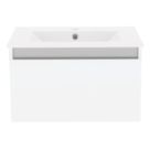 Newland  Single Drawer Wall-Mounted Vanity Unit with Basin Gloss White 600mm x 450mm x 370mm