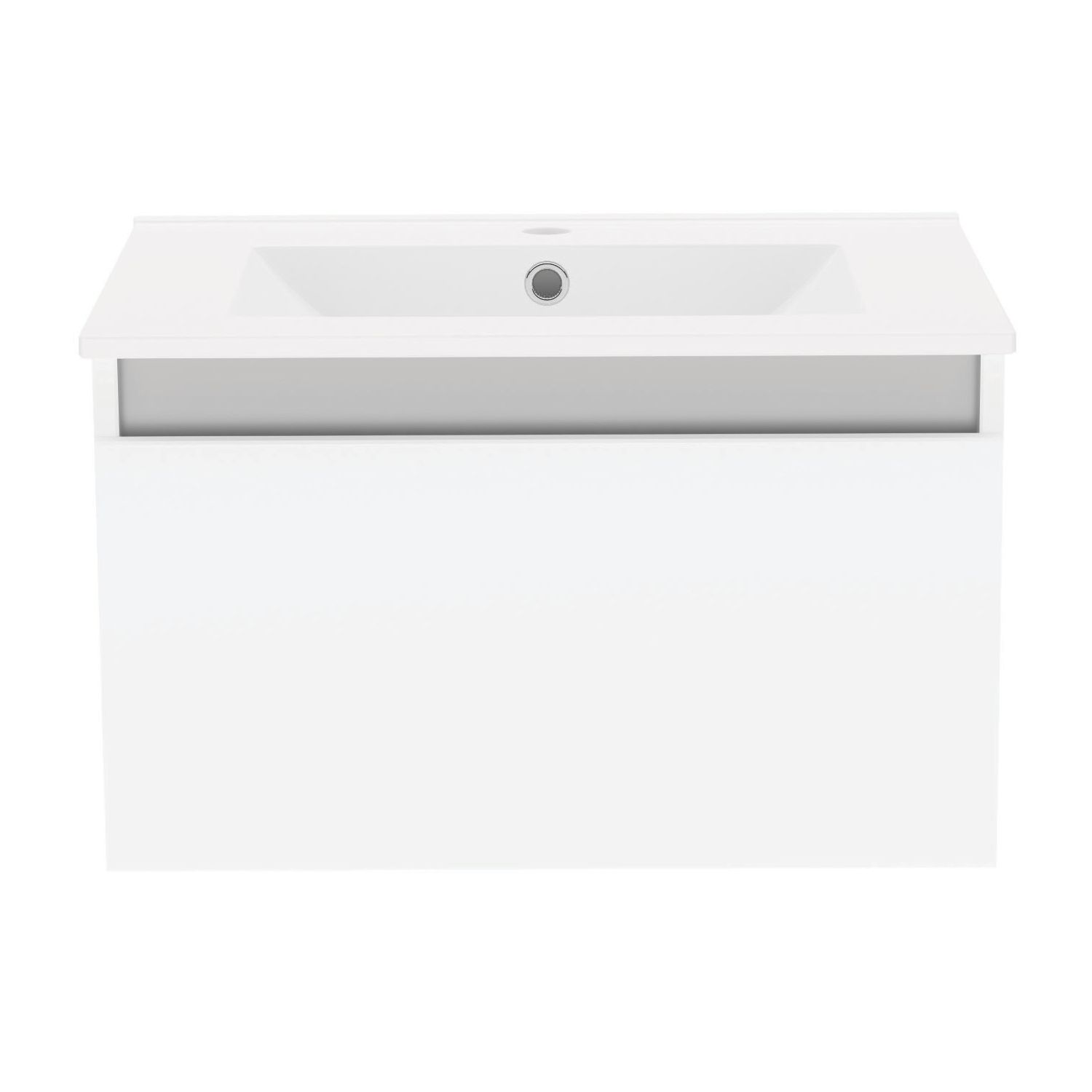 Newland Single Drawer Wall-Mounted Vanity Unit with Basin Gloss White 600mm x 450mm x 370mm (718RN)