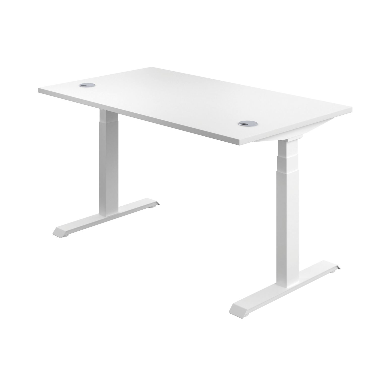TC Group Economy Back To Back Powered Rectangular Sit Stand Desk White/White 1200mm x 0.62-1.28m (718TT)