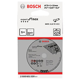 Bosch Expert Stainless Steel Cutting Discs 3" (76mm) x 1mm x 10mm 5 Pack