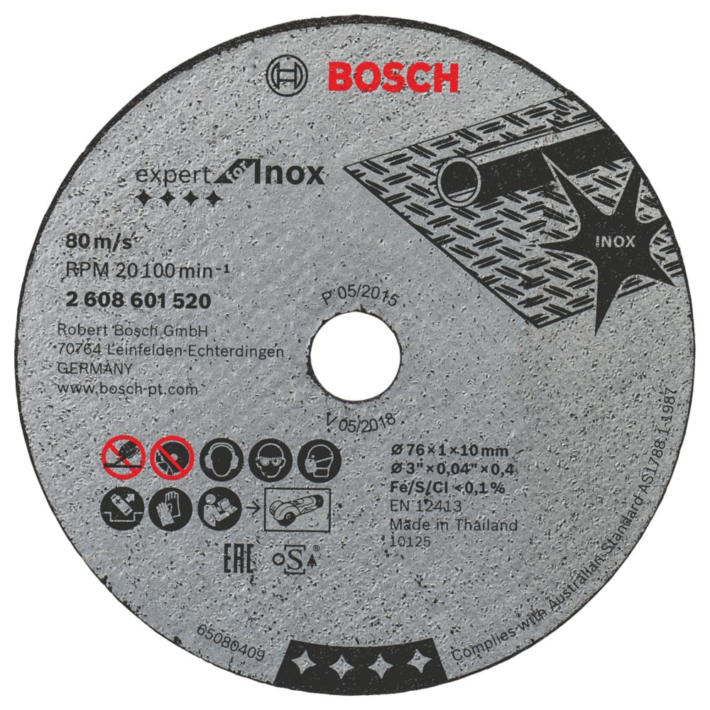 Bosch Expert Stainless Steel Cutting Discs 3" (76mm) x 1mm x 10mm 5