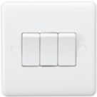Knightsbridge Curved Edge 10AX 3-Gang 2-Way Light Switch  White