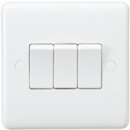 Knightsbridge Curved Edge 10AX 3-Gang 2-Way Light Switch  White