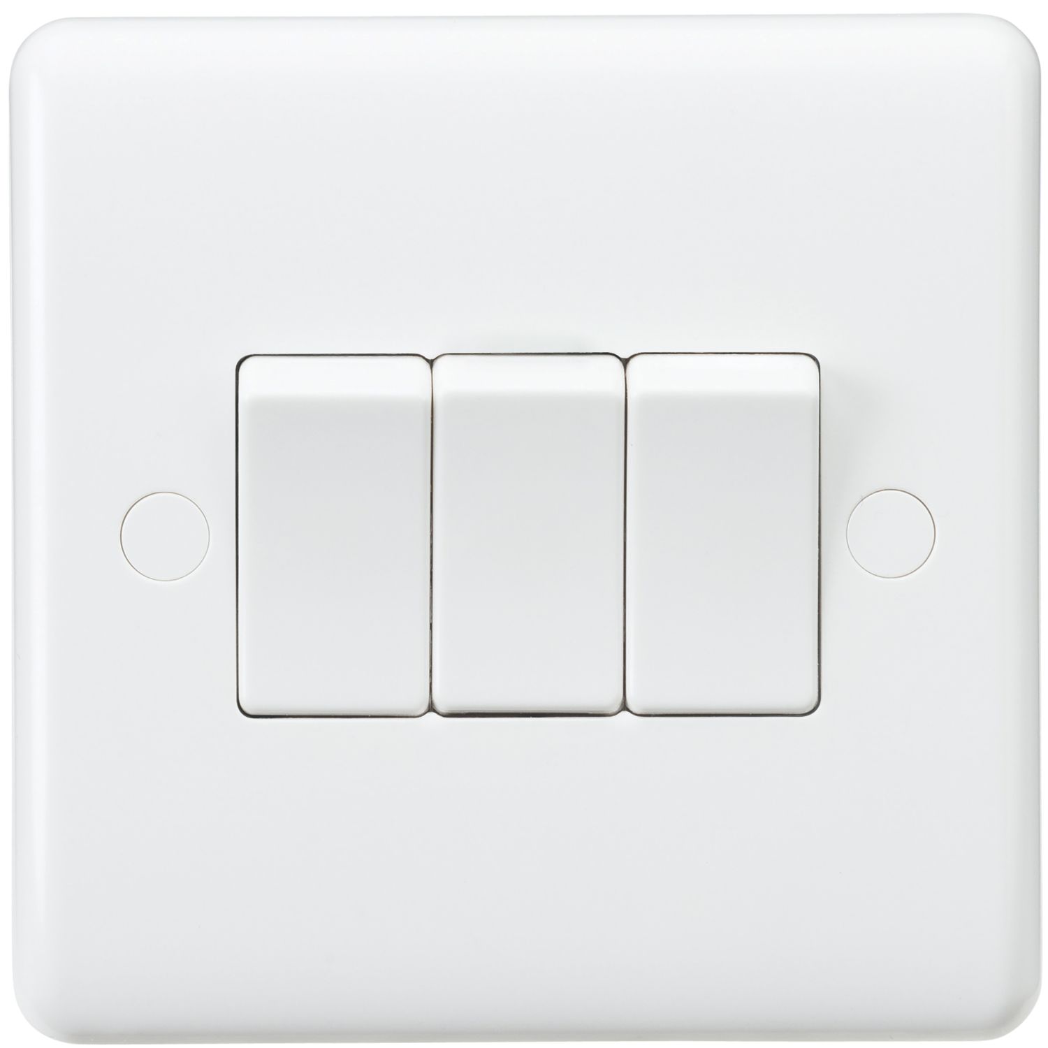 Knightsbridge Curved Edge 10AX 3-Gang 2-Way Light Switch White (718YC)