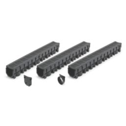 FloPlast FloDrain Garage Set Black 115mm x 1m 3 Pack