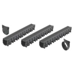 FloPlast FloDrain Garage Set Black 115mm x 1m 3 Pack