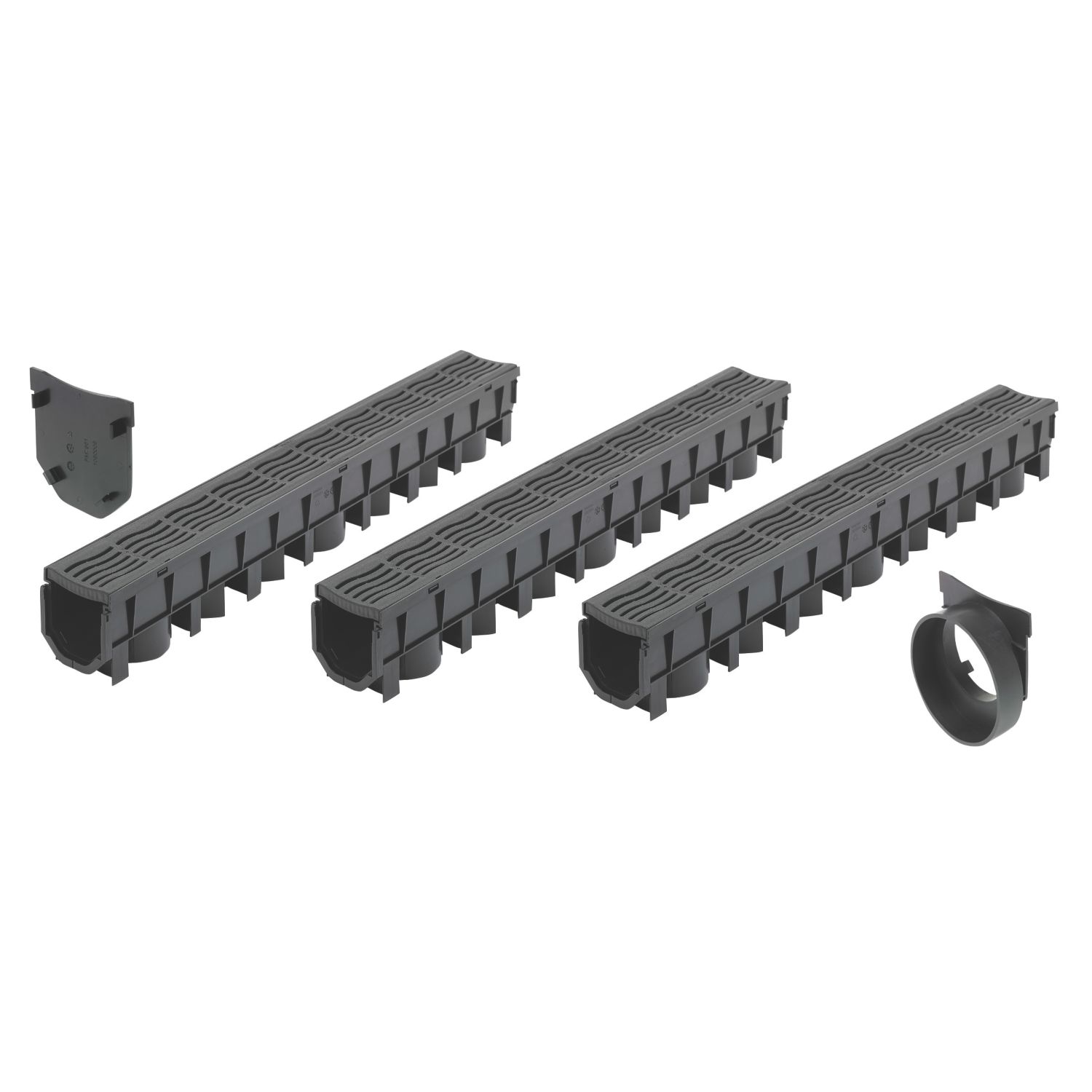 FloPlast FloDrain Garage Set Black 115mm x 1m 3 Pack (71944)