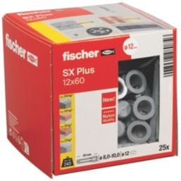 Fischer SX Plus Nylon Wall Plugs 12mm x 60mm 25 Pack