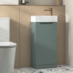 Memo Bathroom Vanity Unit with Basin Matt Dark Green 397mm x 210mm x 860mm