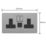 Varilight  13A 2-Gang SP Switched Socket + 3A 45W 2-Outlet Type C USB Charger Brushed Steel with Black Inserts