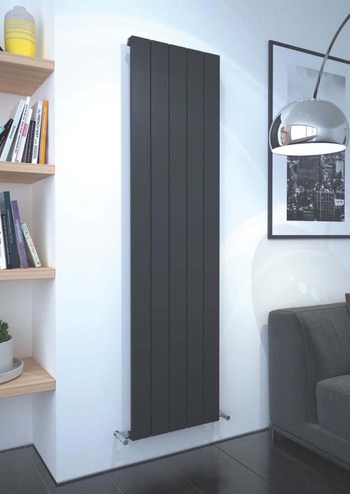Kudox AluLite Flat Aluminium Radiator 1800mm x 470mm Black 3897BTU -  Screwfix