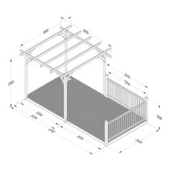 Forest Ultima 16' x 8' (Nominal) Flat Pergola & Decking Kit with 2 x Balustrades (3 Posts)