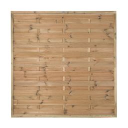 Forest Europa Single-Slatted  Fence Panels Natural Timber 6' x 6' Pack of 3