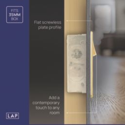 LAP  13A 2-Gang SP Switched Socket + 3A 45W 2-Outlet Type A & C USB Charger Satin Brass with Black Inserts