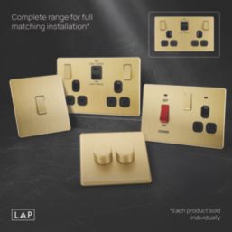 LAP  13A 2-Gang SP Switched Socket + 3A 45W 2-Outlet Type A & C USB Charger Satin Brass with Black Inserts